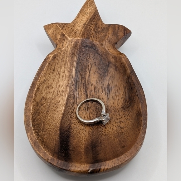 Vintage Pineapple Shaped Monkey Pod Wooden Trinket Dish - Picture 7 of 8